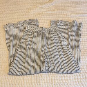Black and white striped linen pants